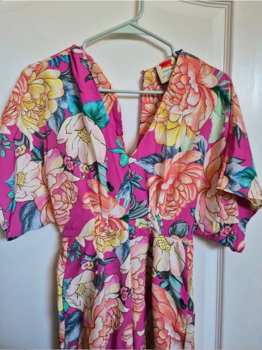 NWT Farm Rio Anthropologie Eulalie Floral Wide Leg Jumpsuit Pink Sz XS